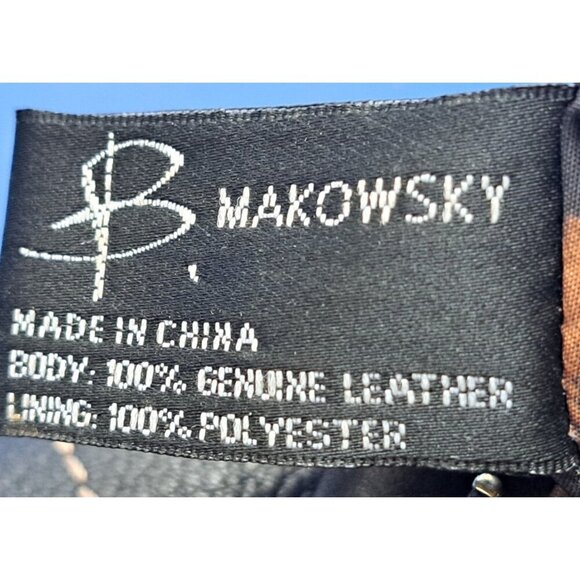 Makowsky Women's Black Satchel Moto Handbag Pebbled Leather - Picture 2 of 6